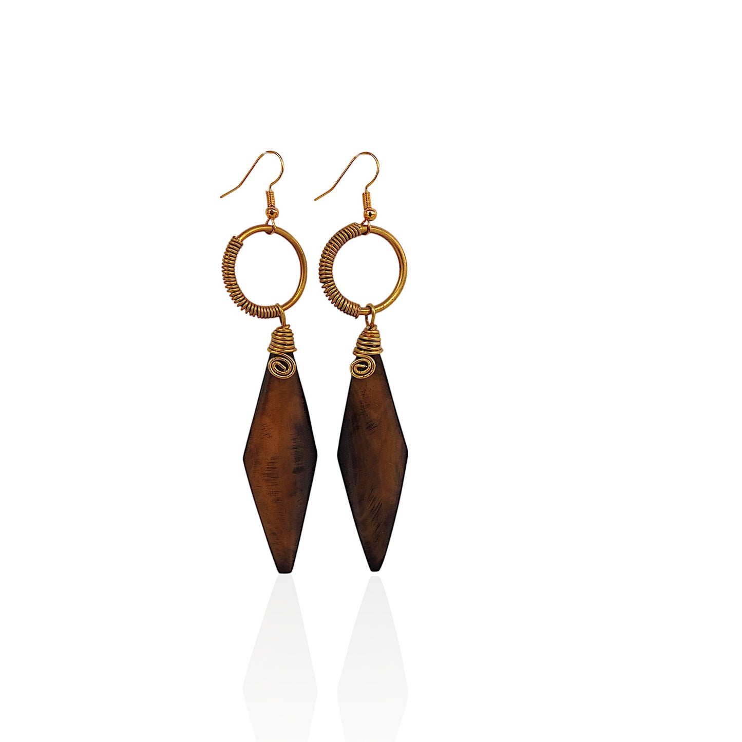 Wood and Brass Earrings