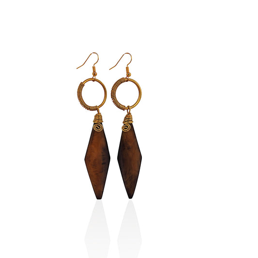 Wood and Brass Earrings