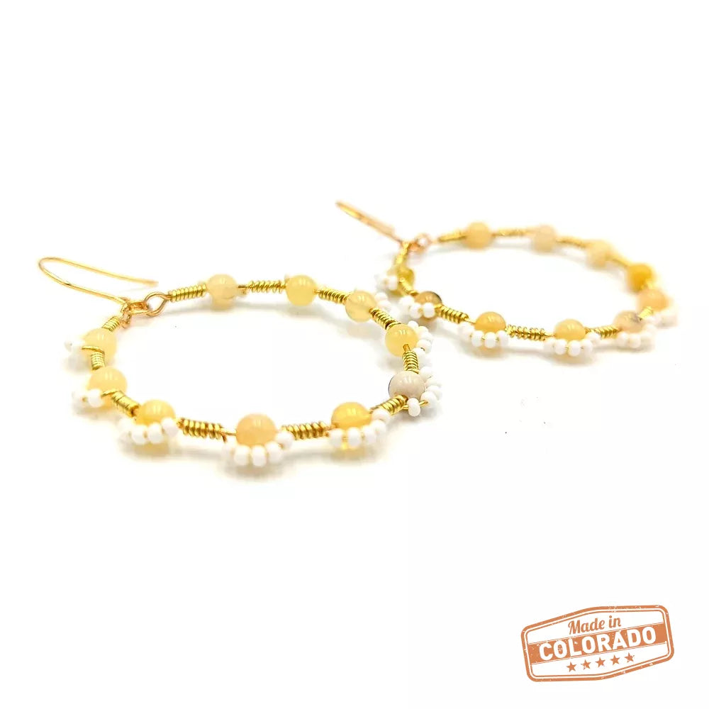 Daisy Flower Hoops Hypoallergenic 18K gold plated hoops