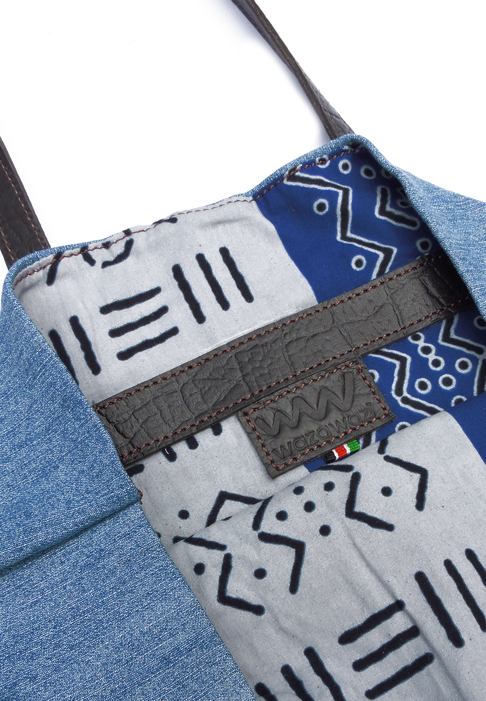 One of A Kind Recycled Denim Draw Tote Bag