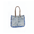 One of A Kind Recycled Denim Patch Tote Bag