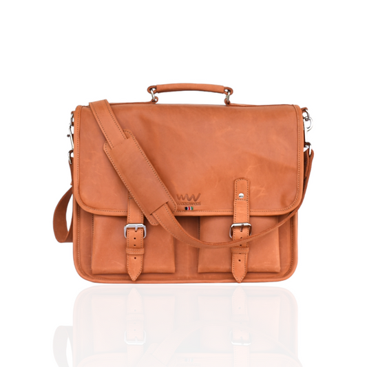 Wafula tan leather briefcase