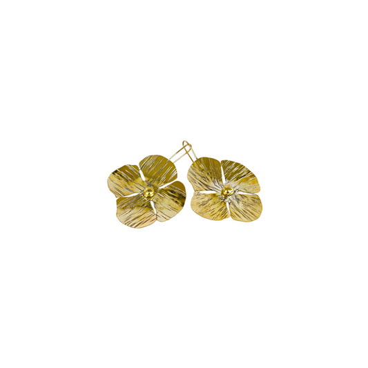 Flower vintage-inspired brass earrings