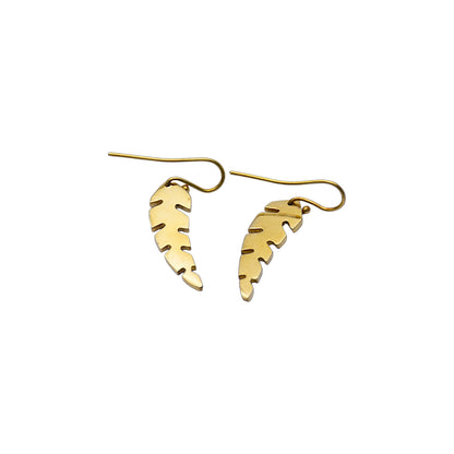 Tawi Brass Leaf Earring - Antique Handmade Jewelry