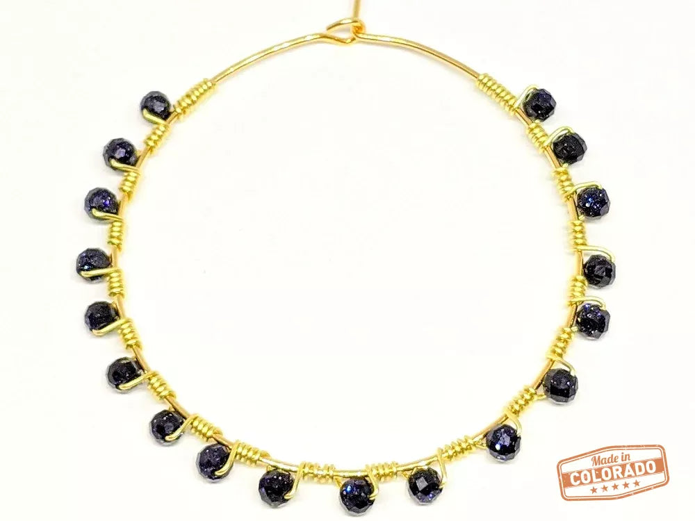 Purple Sandstone 18K gold-plated hoops earrings