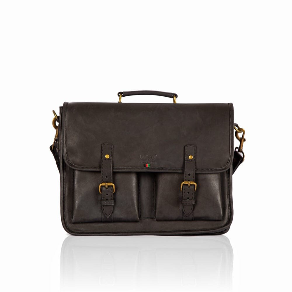 Wafula black leather briefcase