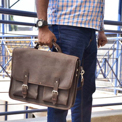 Wafula black leather briefcase