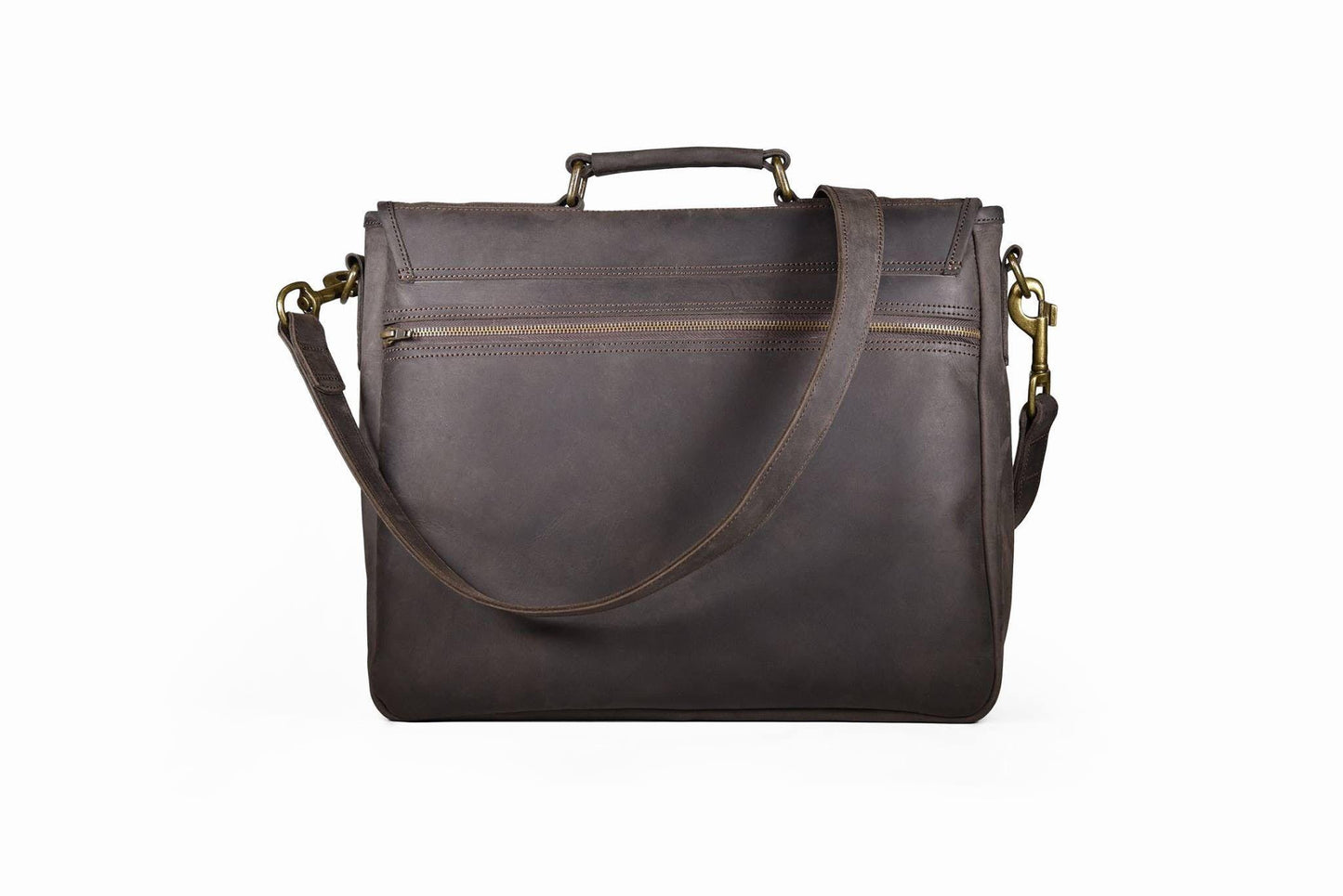 Mo Messenger Leather Laptop Bag- black - Wazawazi Leather